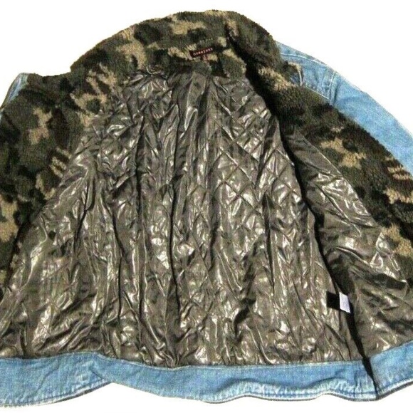 Boutique Nameless Brand Camo Sherpa Insulated Denim Jean Moto Jacket - Picture 3 of 3